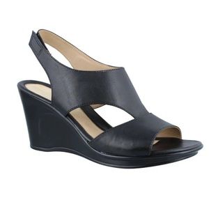 Naturalizer 5N Comfort Orrin Black Leather Wedge Sandals Women’s 7.5
